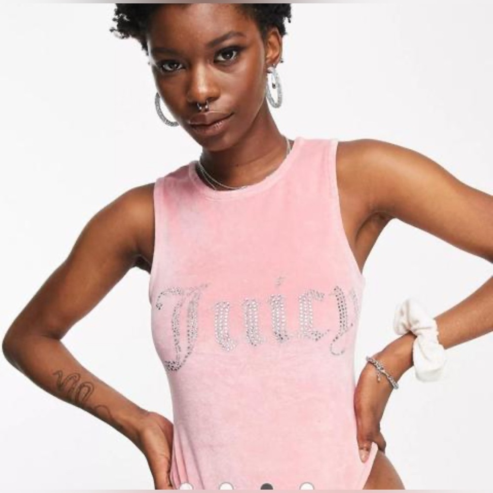 Juicy Couture Pink Bodysuit with Rhinestone Logo